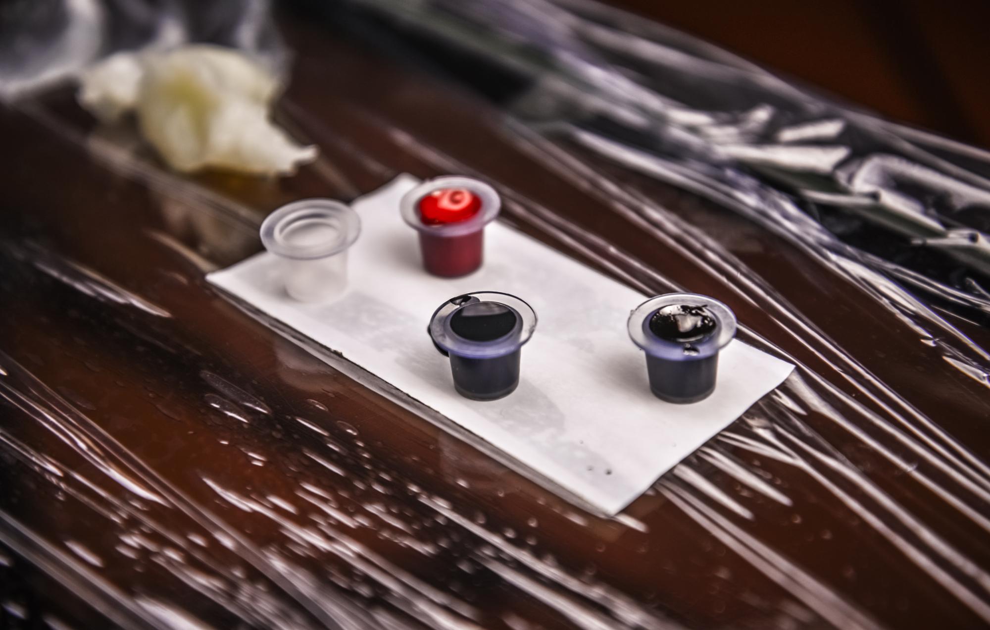 Tasting setup with labeled samples
